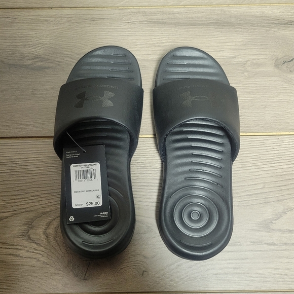 NWT Women's Under Armour size 8 black slides - Picture 2 of 6